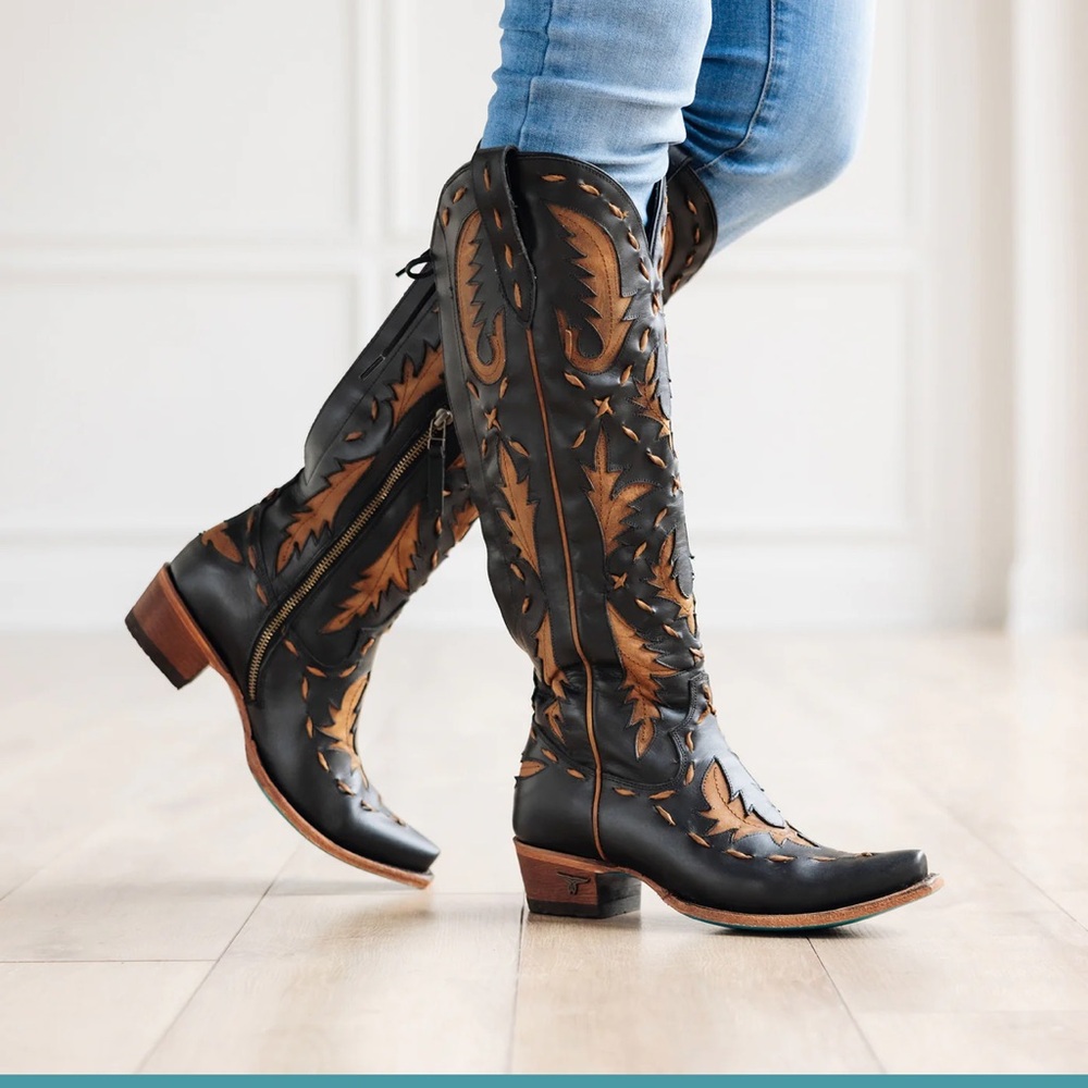 Lane reverie brown and black knee high corset back boots 7.5 - Picture 12 of 17